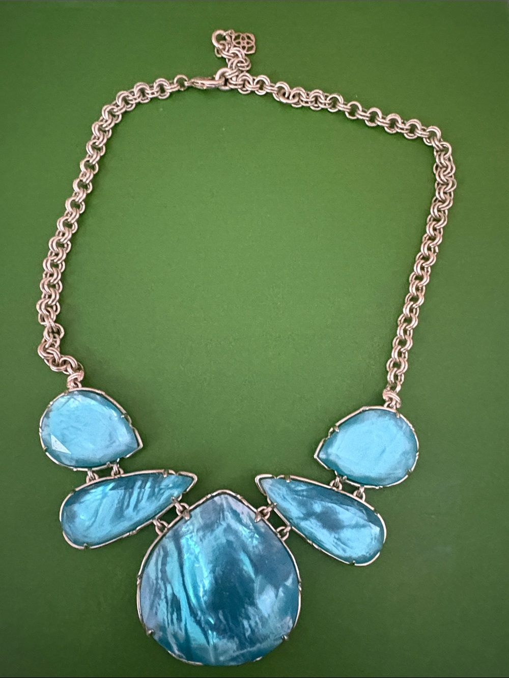 Kendra Scott Turquoise Blue Teardrop Statement Necklace